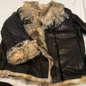 Chocolate leather and fur jacket